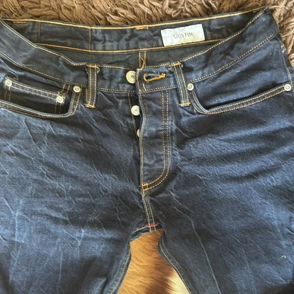 Gustin California Slim Selvedge Button FlyDenim Jeans Straight slim fit size 33